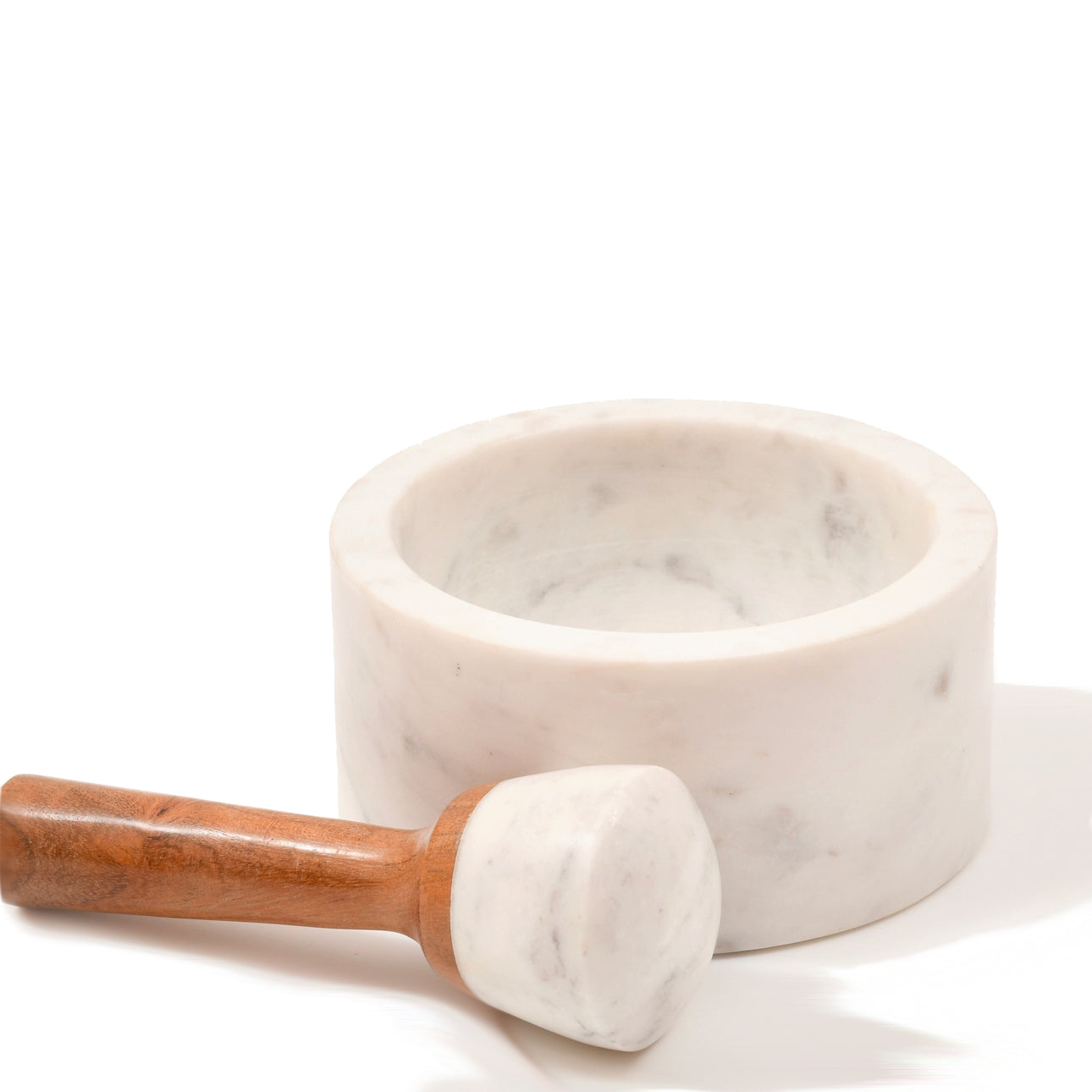 Marble & Acacia Wood Mortar & Pestle, India