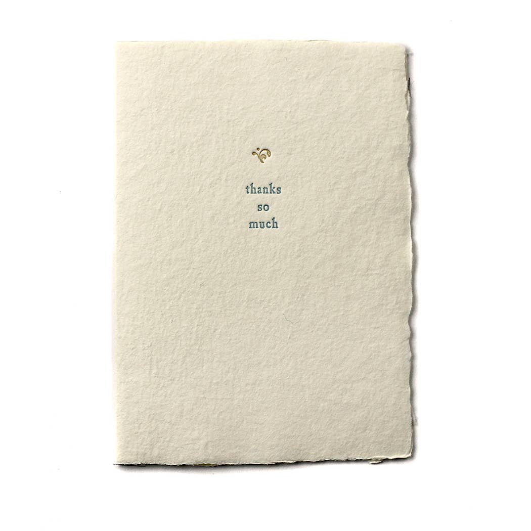 Handmade Paper Letterpress Thanks So Much Card