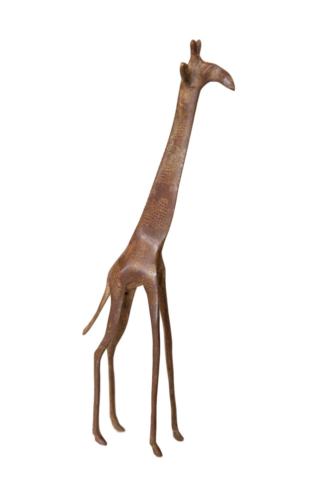 Vintage African Bronze Giraffe 12" and Newborn Babe