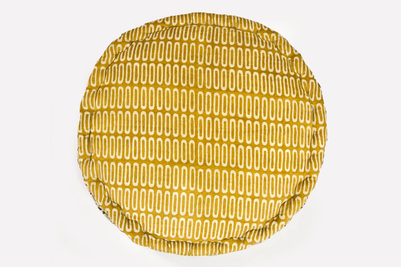 Block Print Round Meditation Cushion, Jaipur