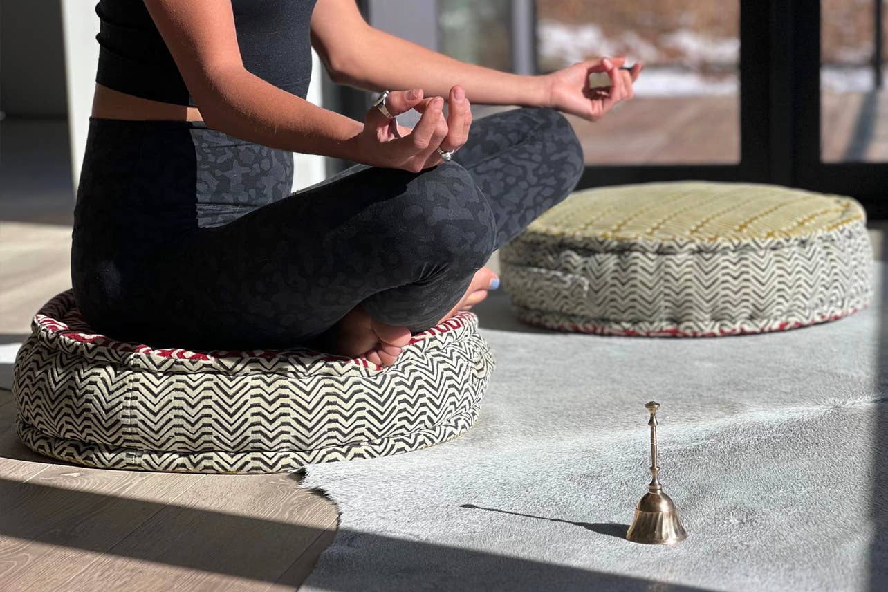 Block Print Round Meditation Cushion, Jaipur