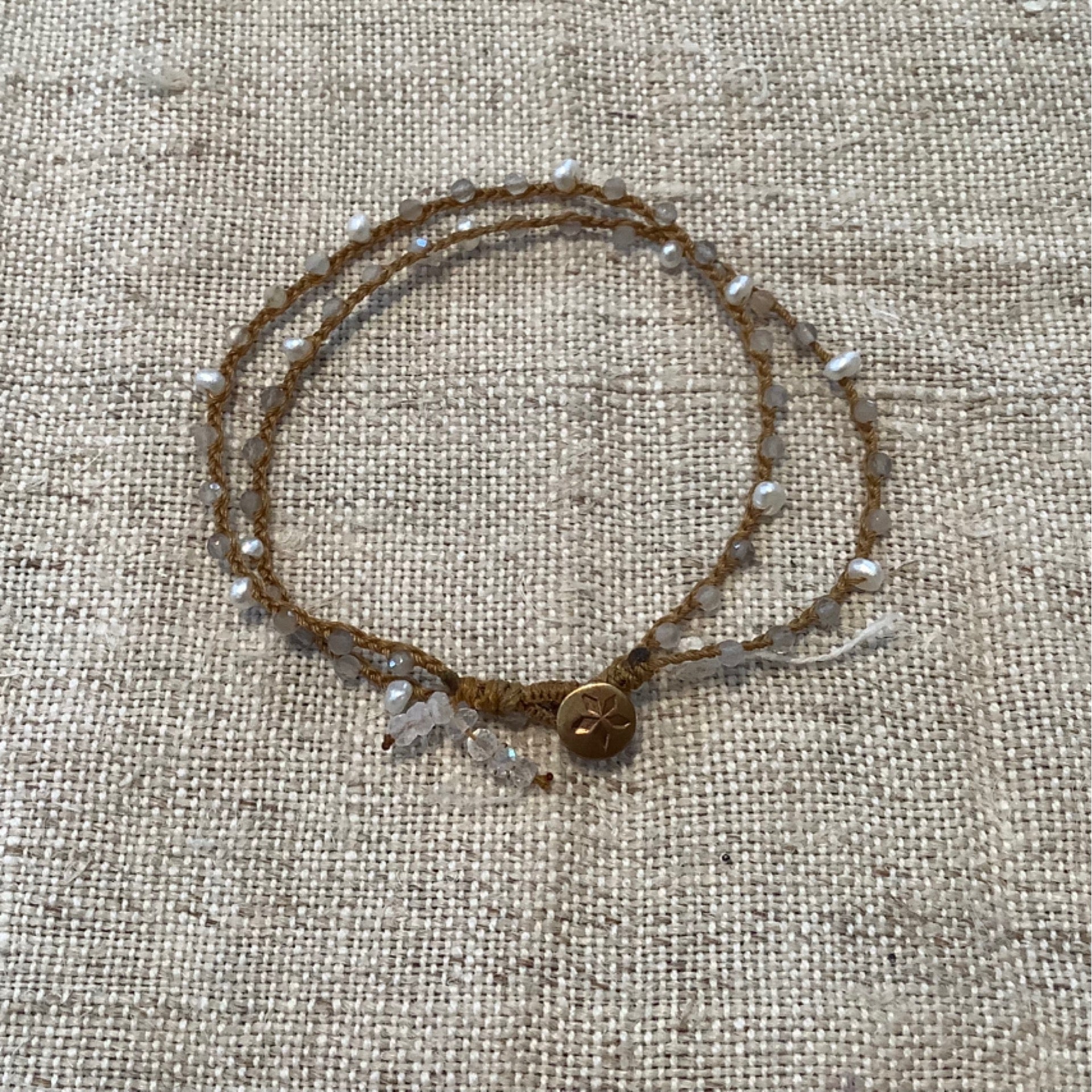 Stefani Bracelet - Delicate Double Wrap Pearl & Moonstone
