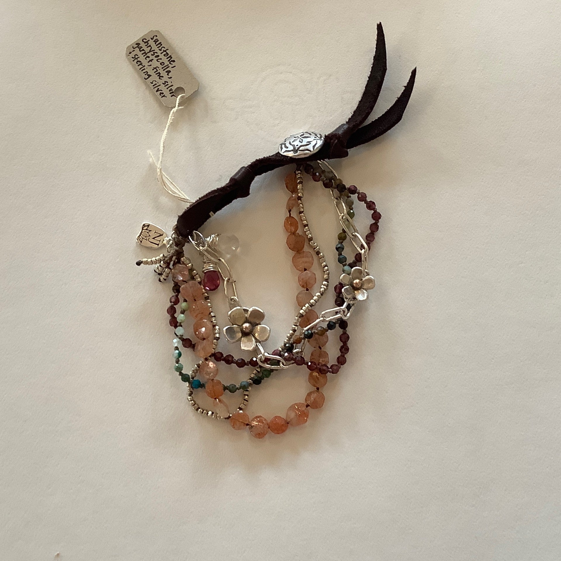 Stefani Blain Bracelet ~ Layered Stones with Flower Chain