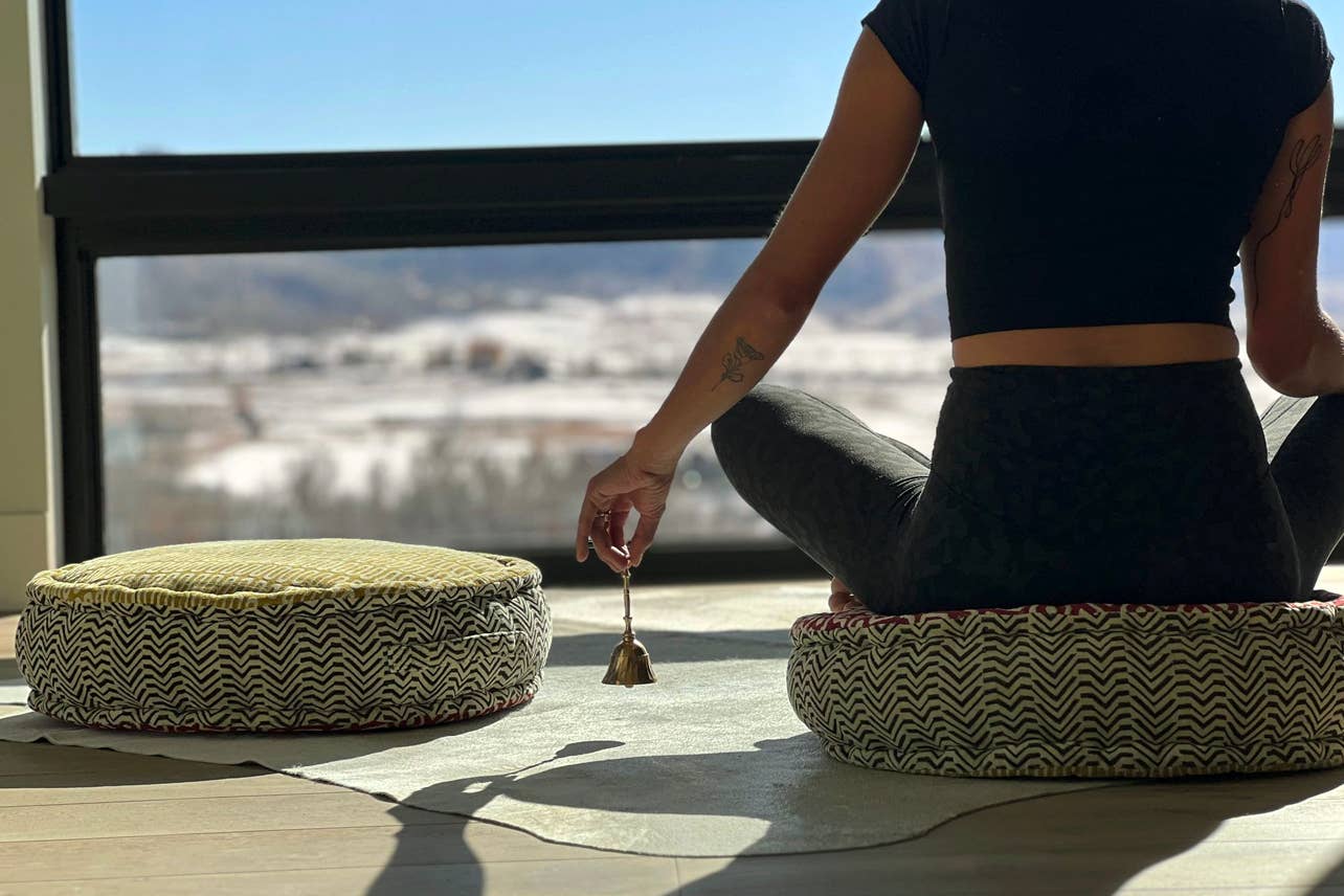 Block Print Round Meditation Cushion, Jaipur
