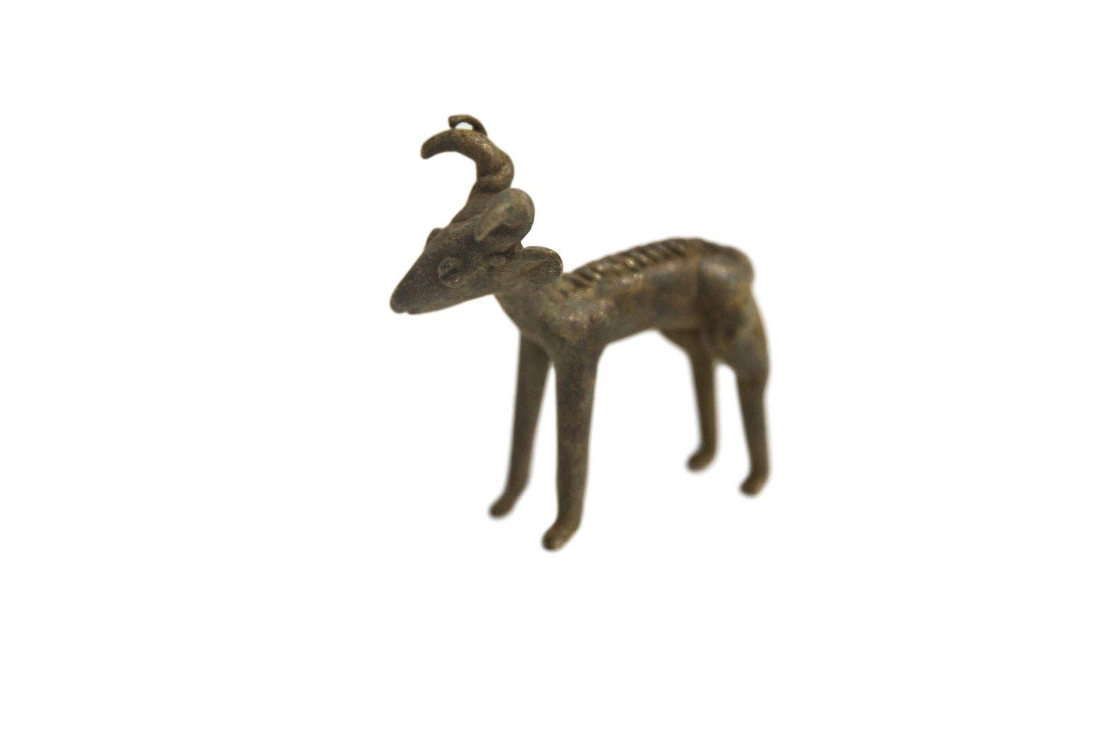 Vintage Bronze Dark Ram with Curled Horn
