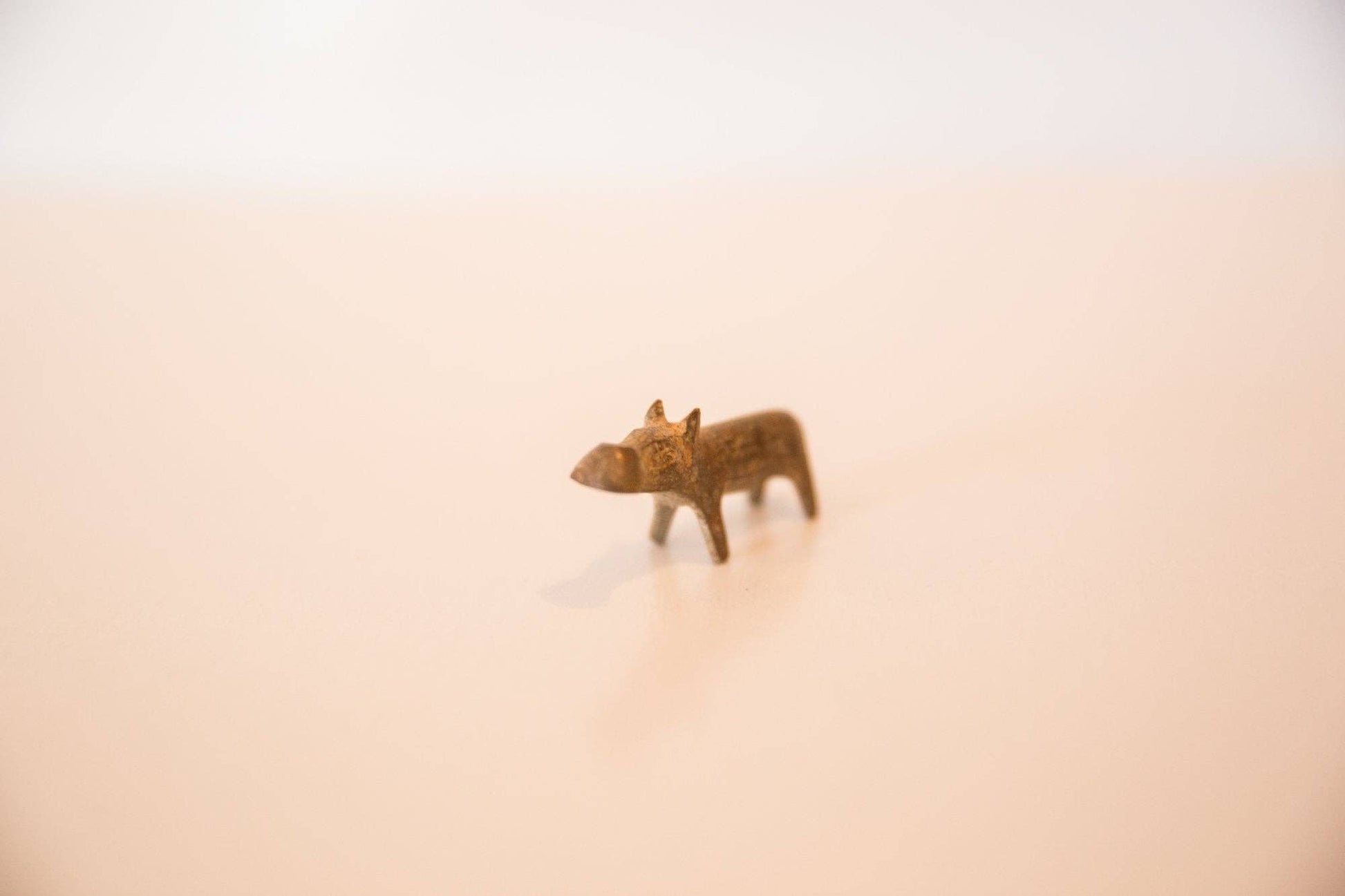 Vintage African Mini Bronze Hippo with Dusty Patina