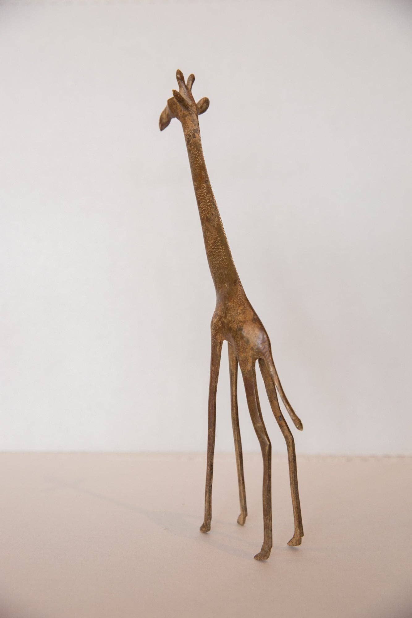 Vintage African Bronze Giraffe 12" and Newborn Babe