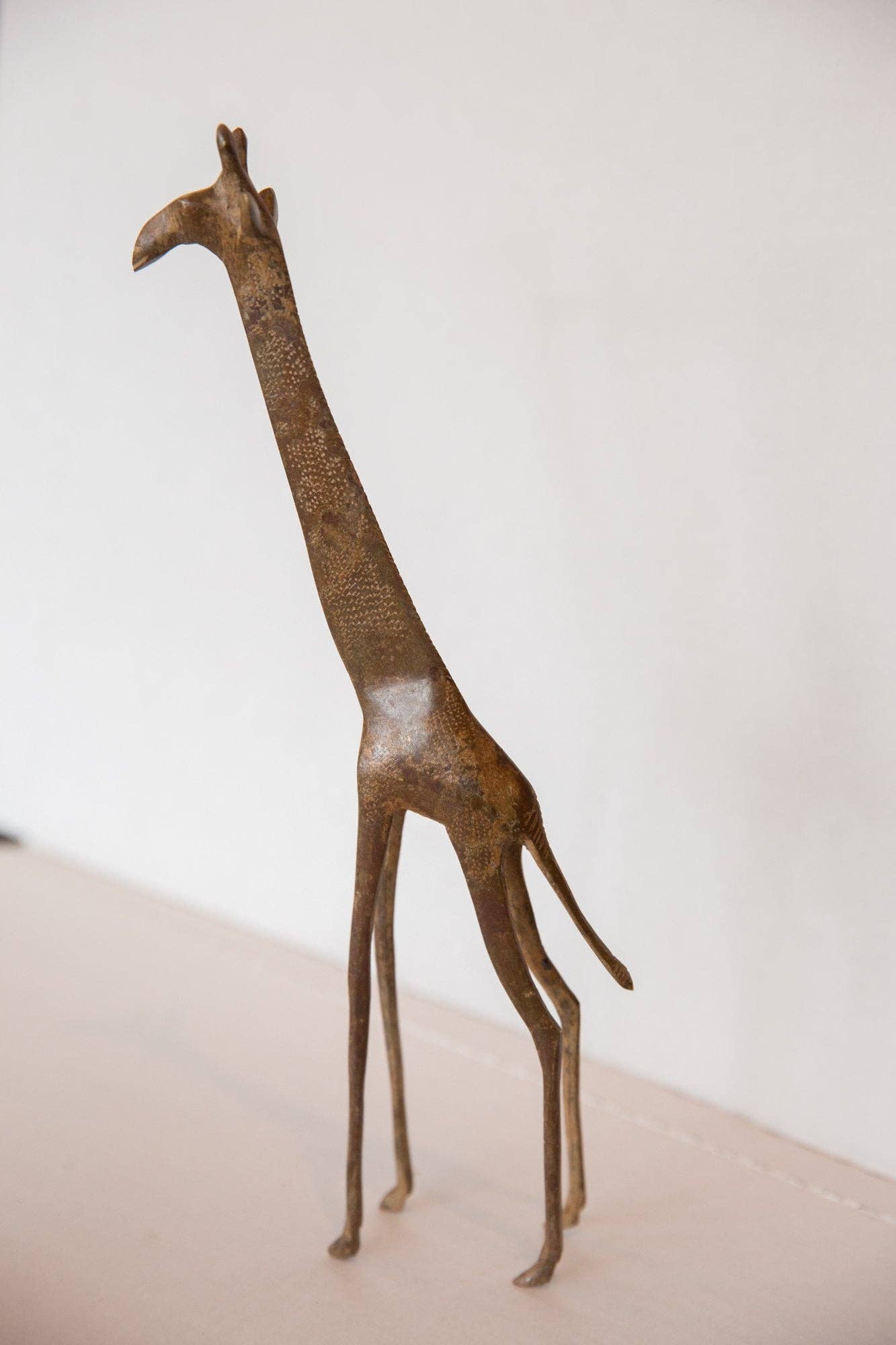 Vintage African Bronze Giraffe 12" and Newborn Babe