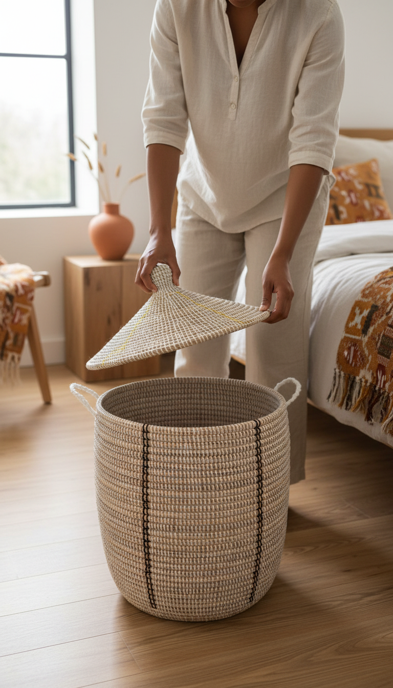 Senegalese Lidded Hamper Baskets: Large