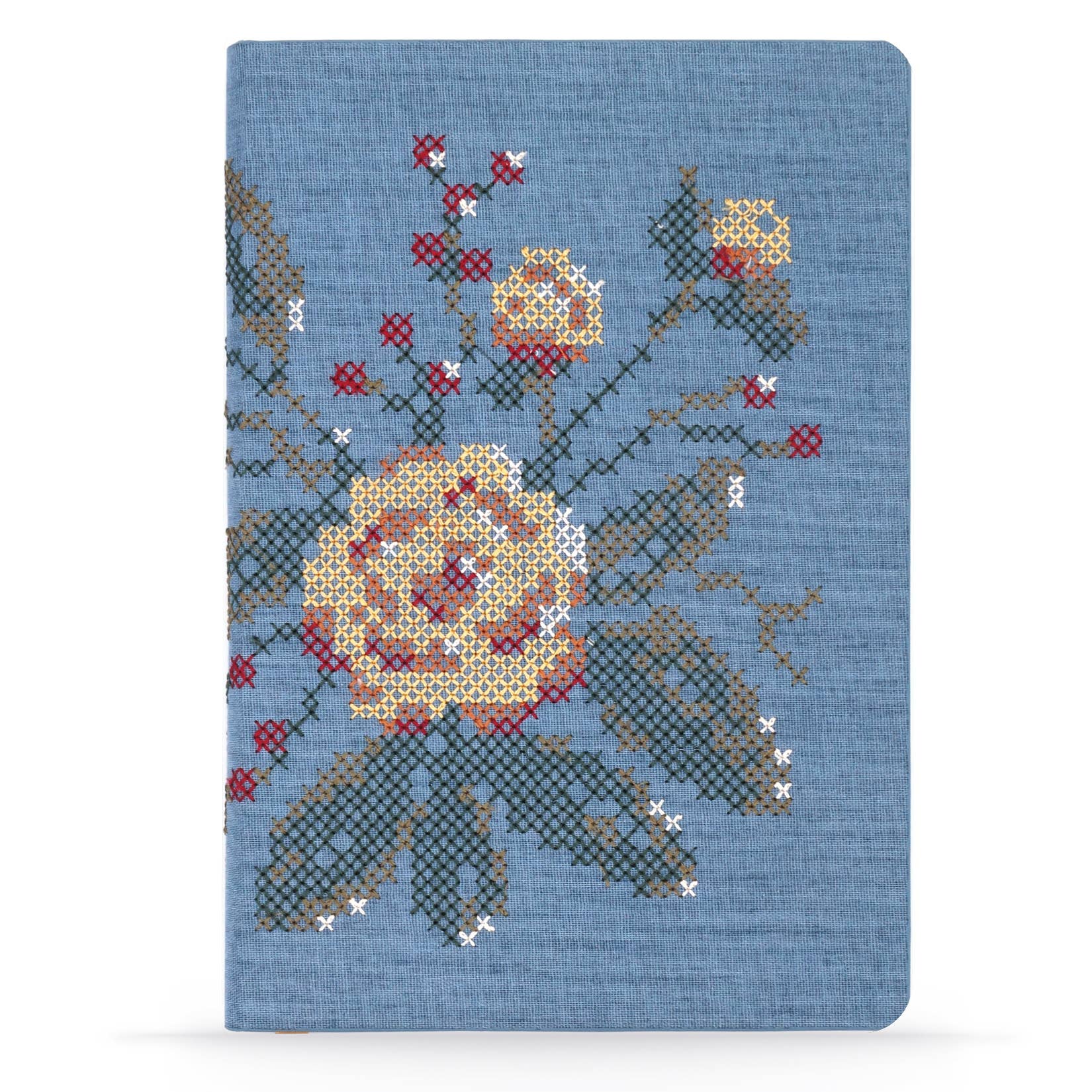 Journal, Cross Stitch Flowers Embroidered Journal Notebook