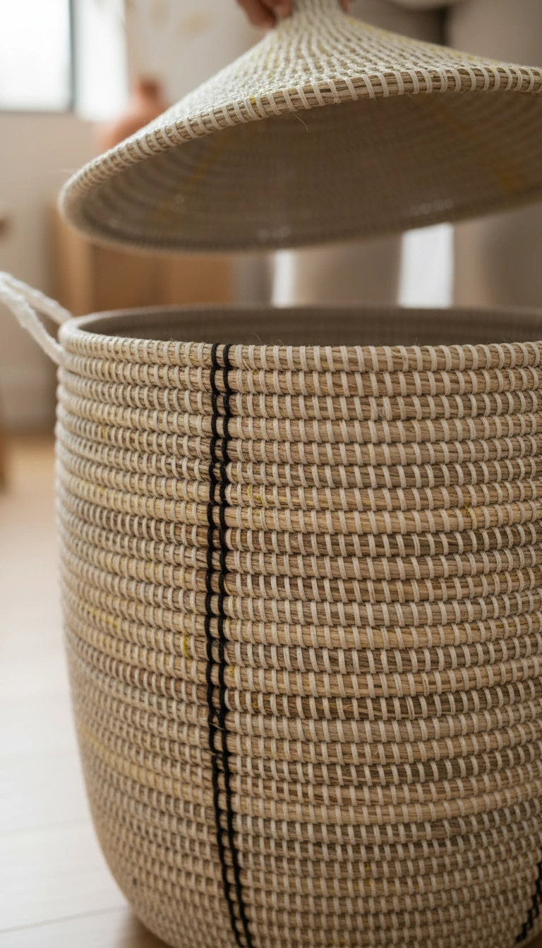 Senegalese Lidded Hamper Baskets: Large