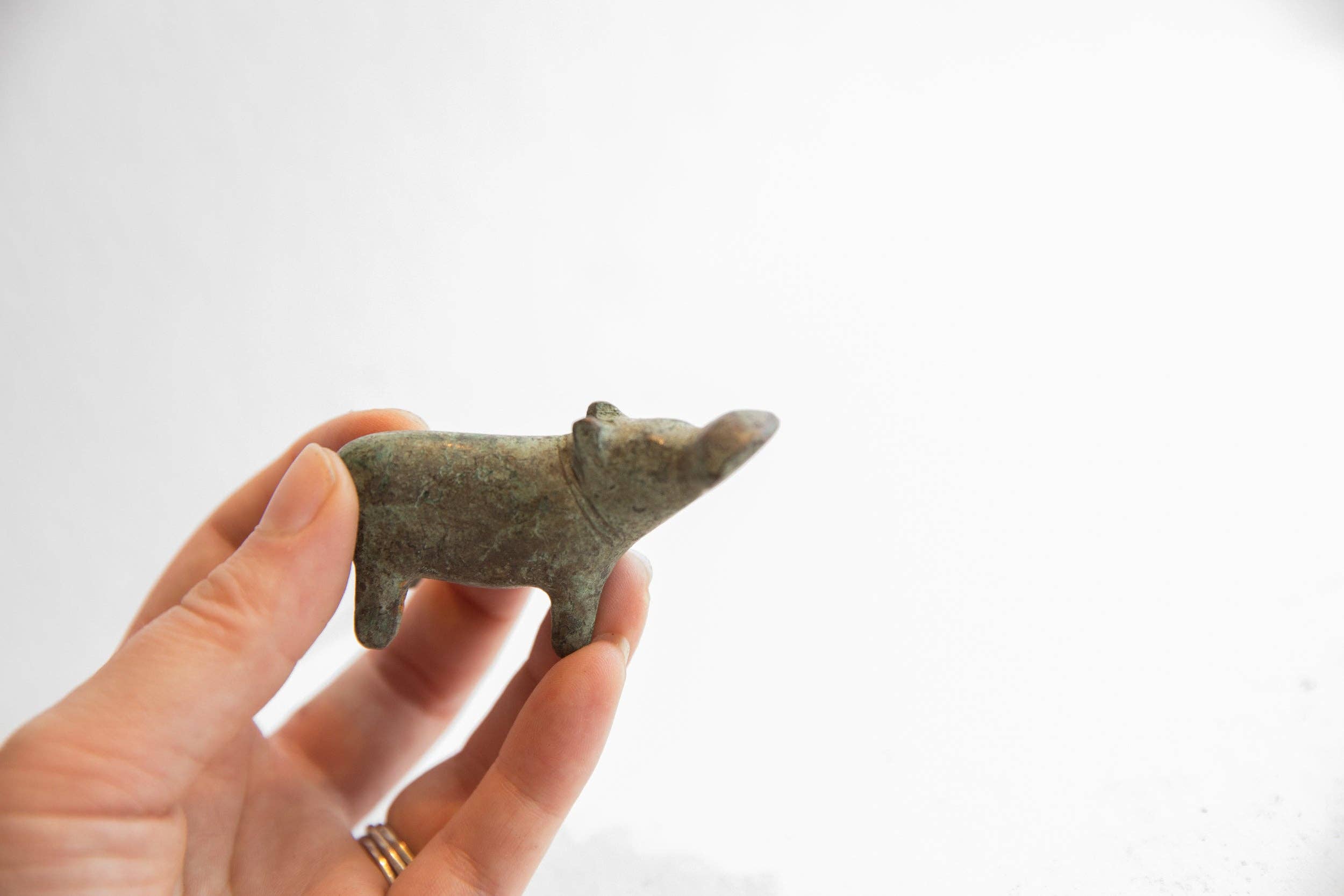 Vintage African Oxidized Hippo Figurine