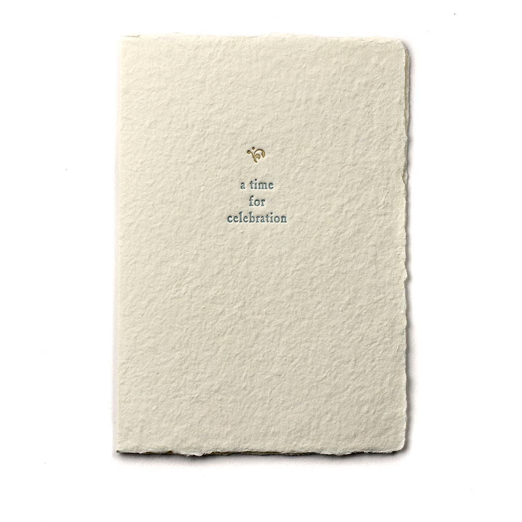 Handmade Paper Letterpress Time For Celebration Small Salutations Card