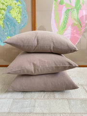 Happy French Gang Taupe Handspun Cotton Pillow 18x18in