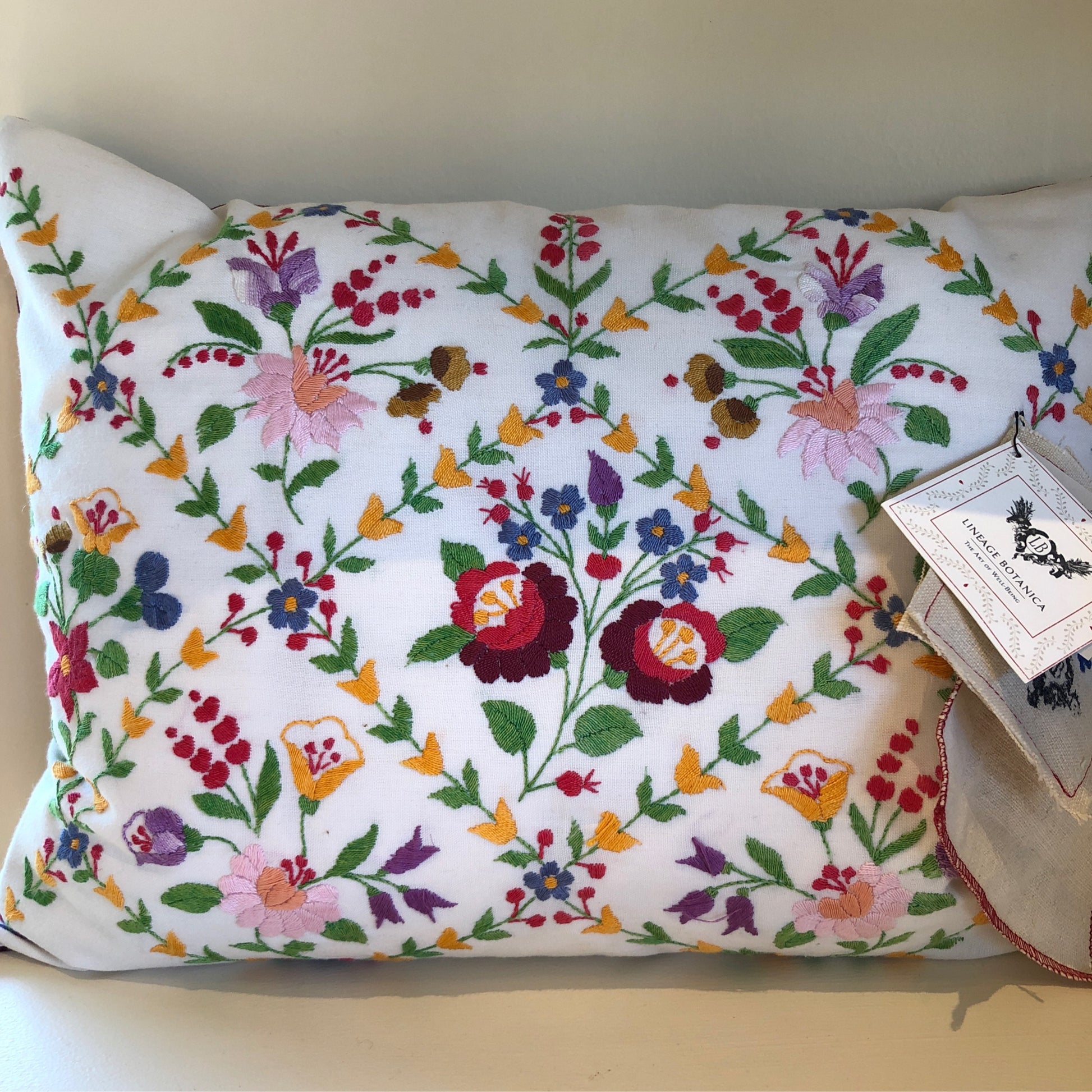 Hungarian Hemp Pastel Floral Embroidery