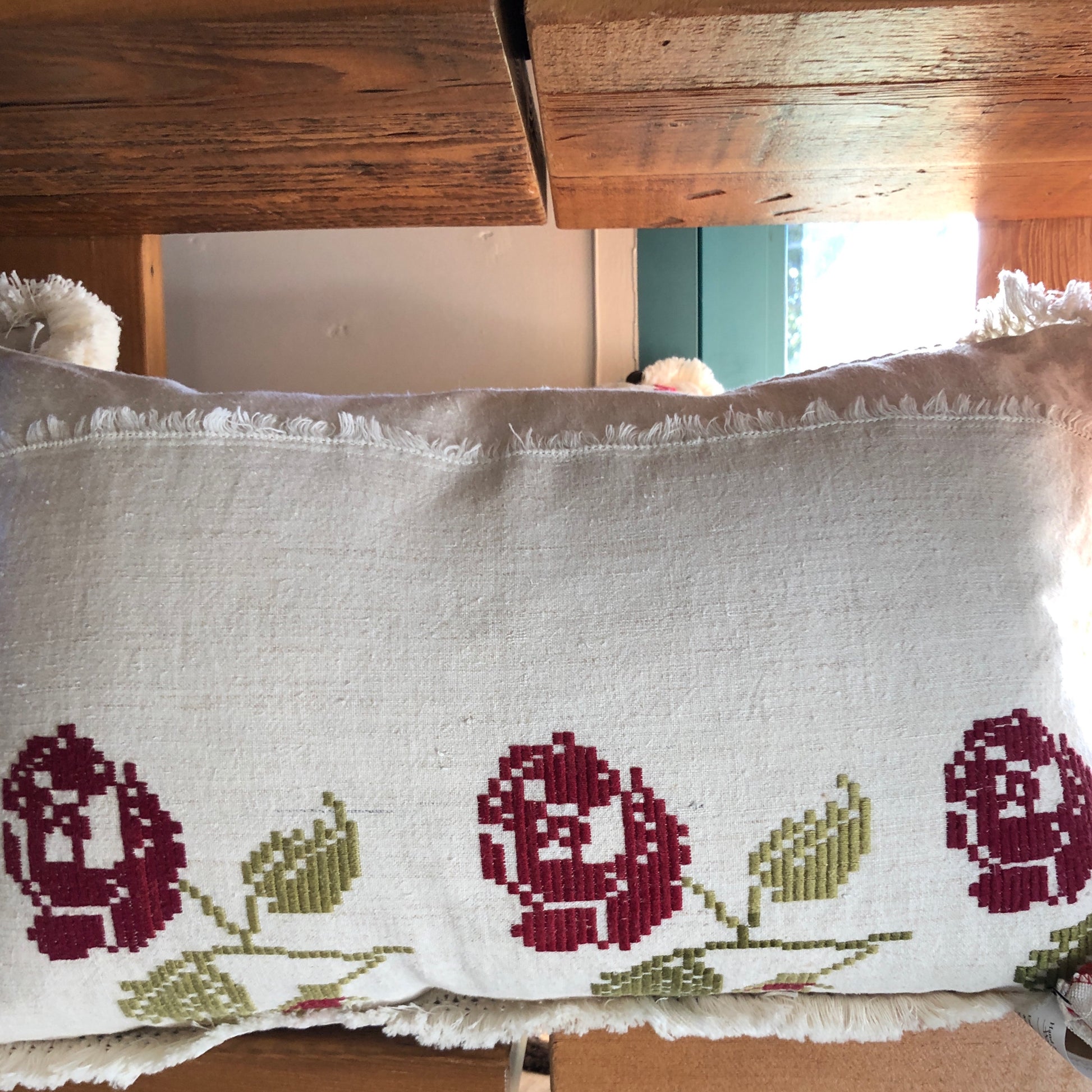 Hungarian Vintage Hemp Rose Embroidery
