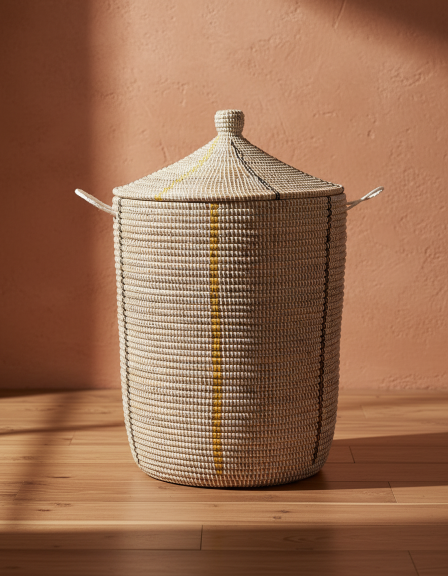Senegalese Lidded Hamper Baskets: Large