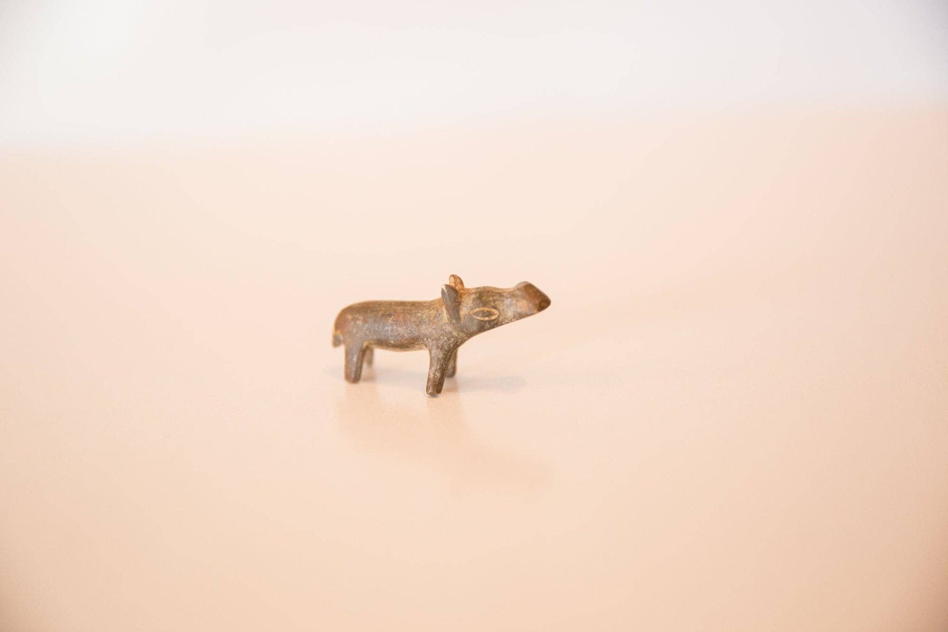 Vintage African Mini Bronze Hippo with Dusty Patina