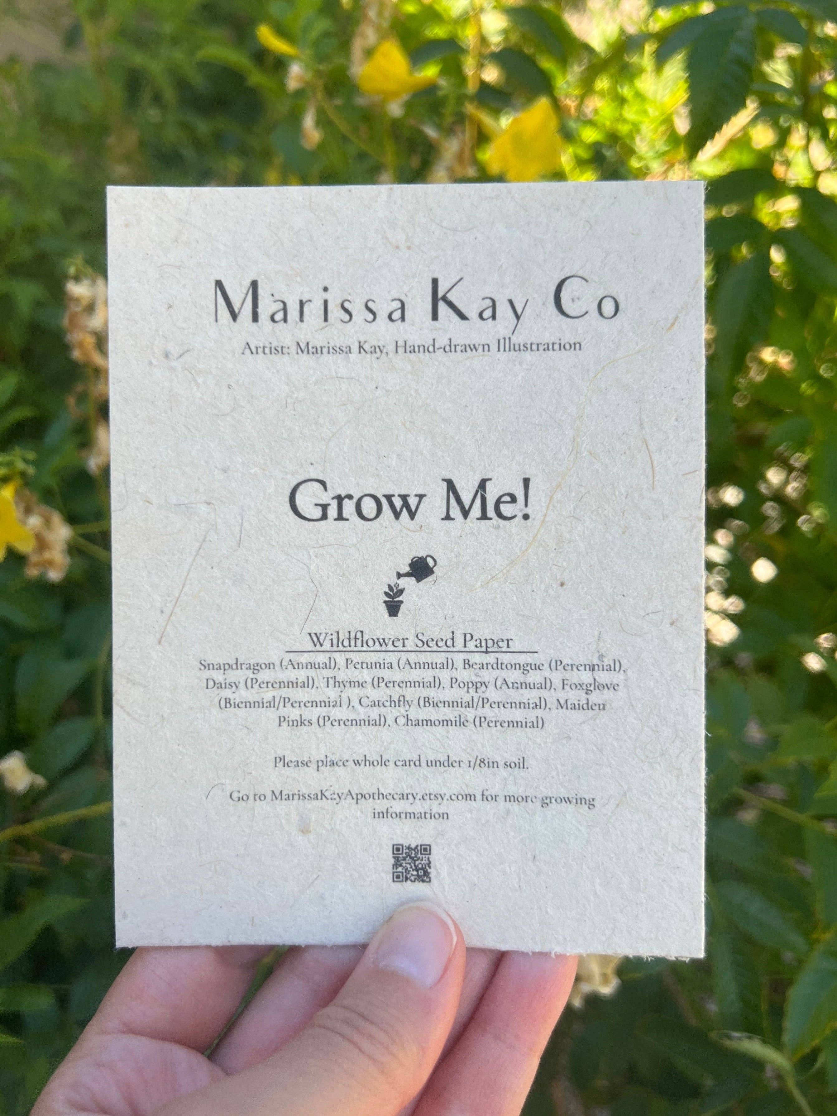 Plantable Hand-Drawn Seed Paper Greeting by Marissa Kay || MW1