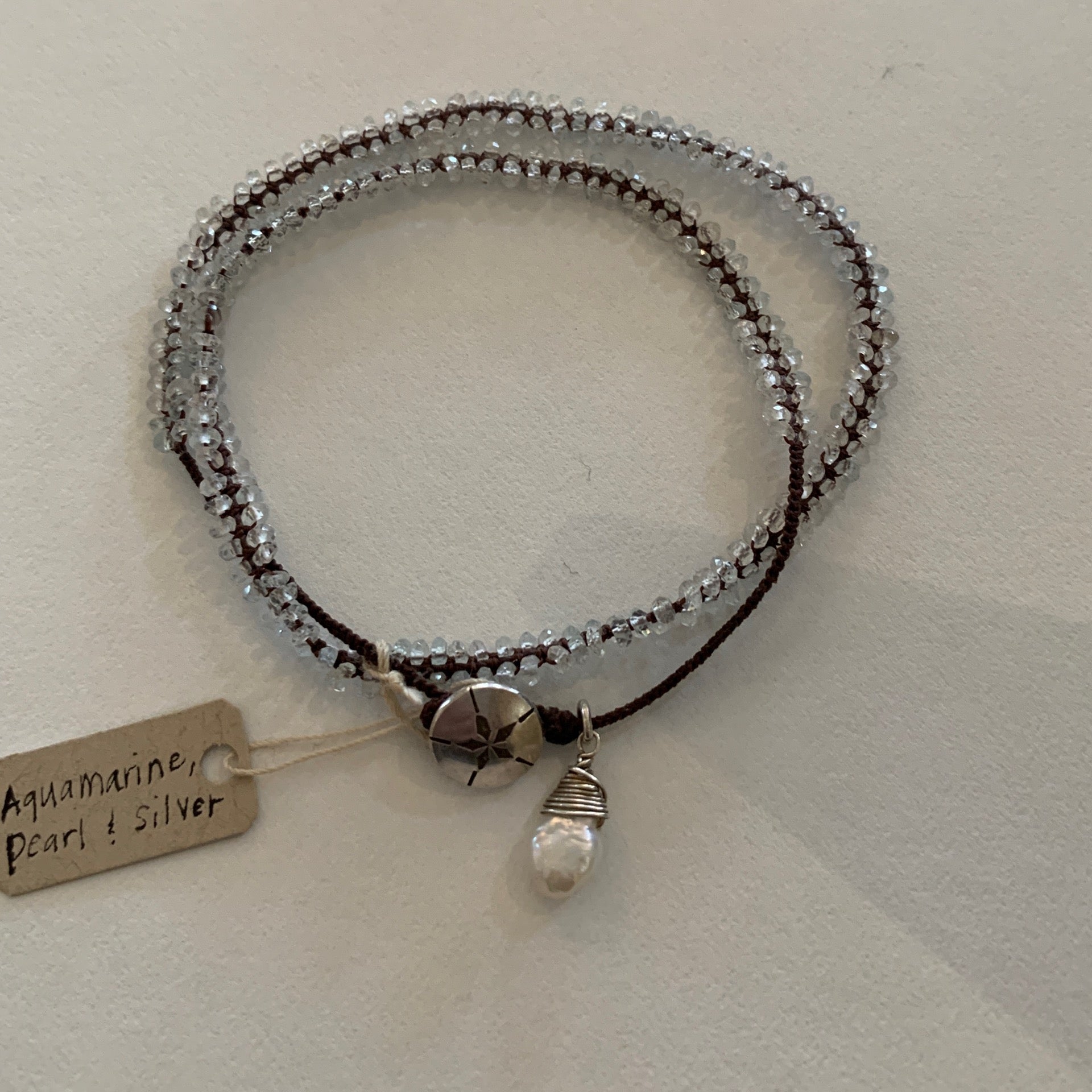 Stefani Blain Bracelet ~ Aquamarine, Freshwater Pearl & Sterling