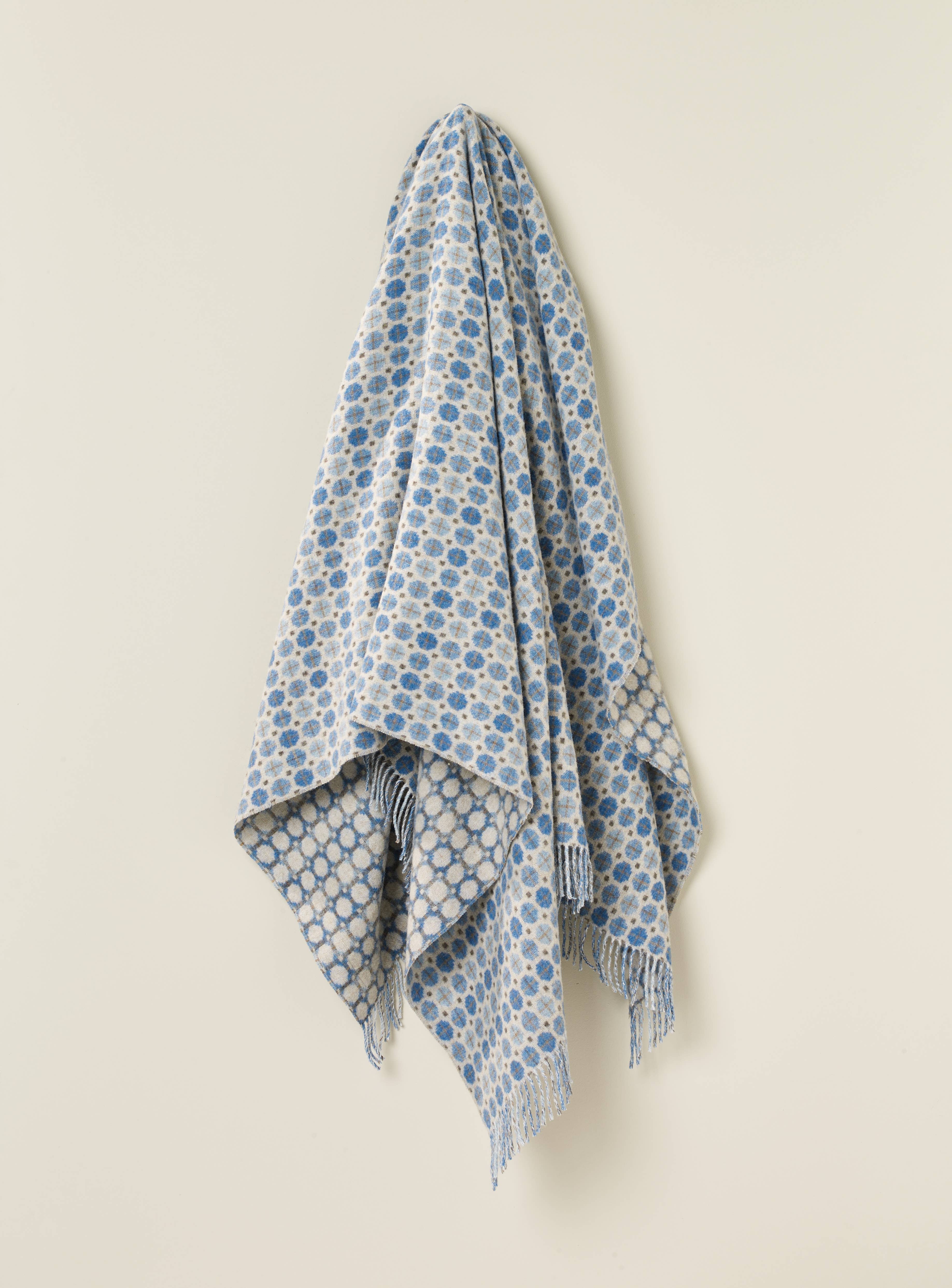 Merino Throw Blanket, Milan Range, Sky Blue, UK