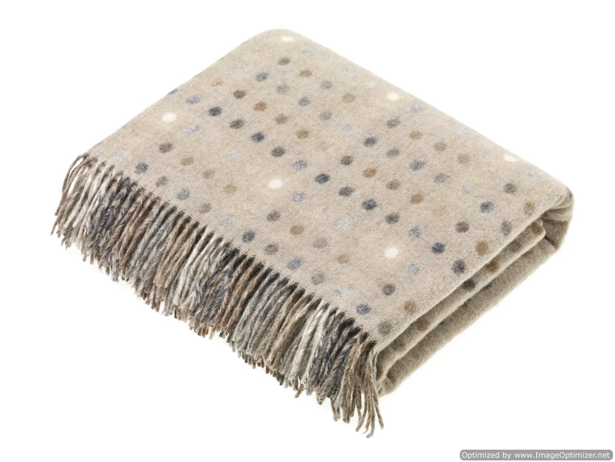 Natural Merino Lambswool Throws - Made in England: Block Windowpane Beige/Gray