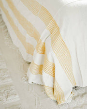 Handwoven Ethiopian Cotton Blanket/Bedspread, Natural with Gold