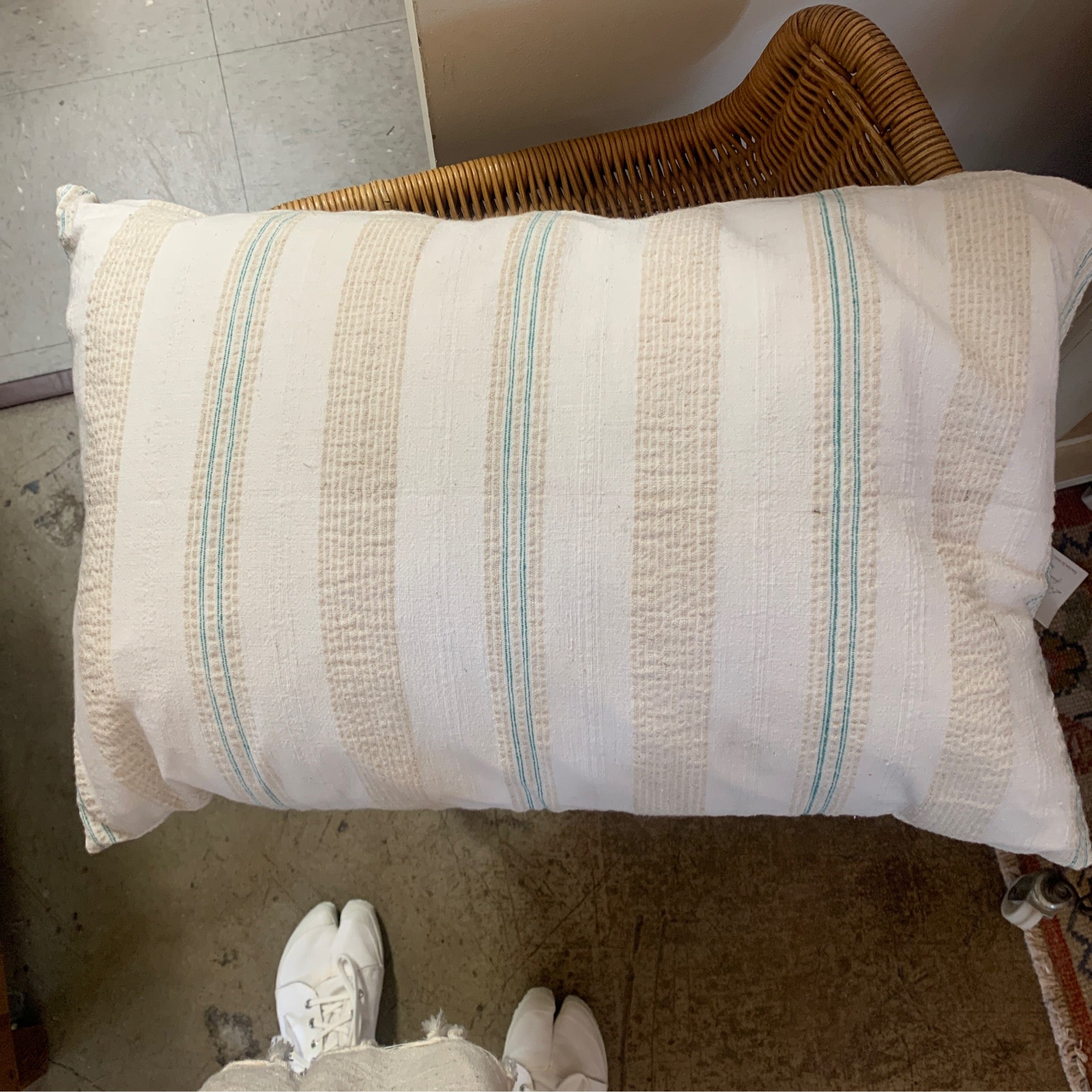 Bulgarian/Hungarian Handwoven Cotton & Linen Striped Pillow