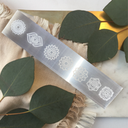 Chakras-etched Selenite Slab 4"