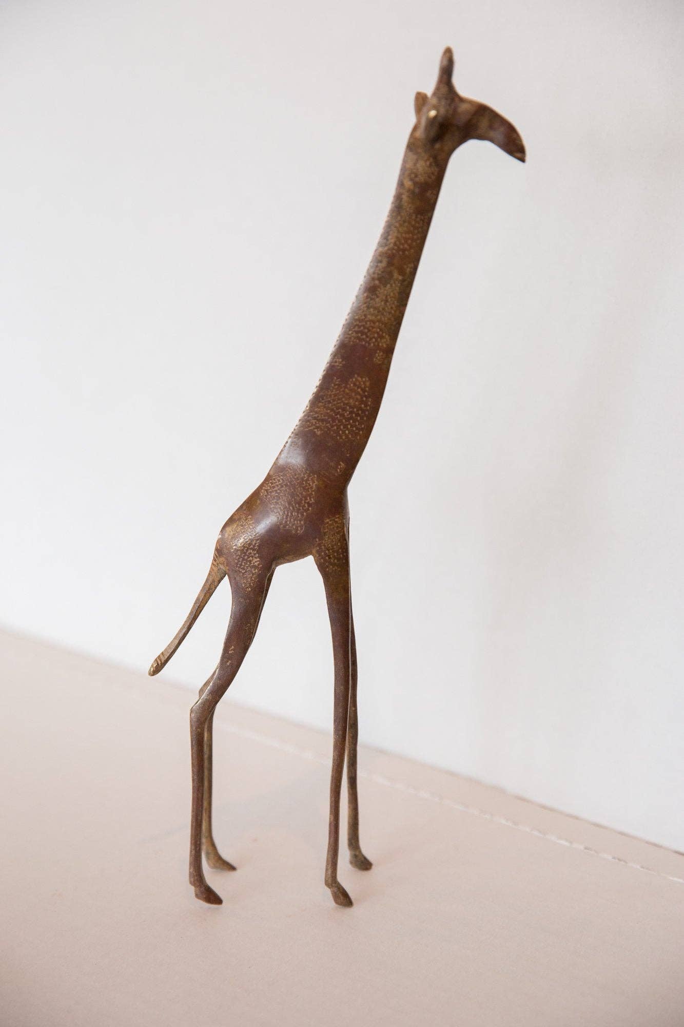 Vintage African Bronze Giraffe 12" and Newborn Babe