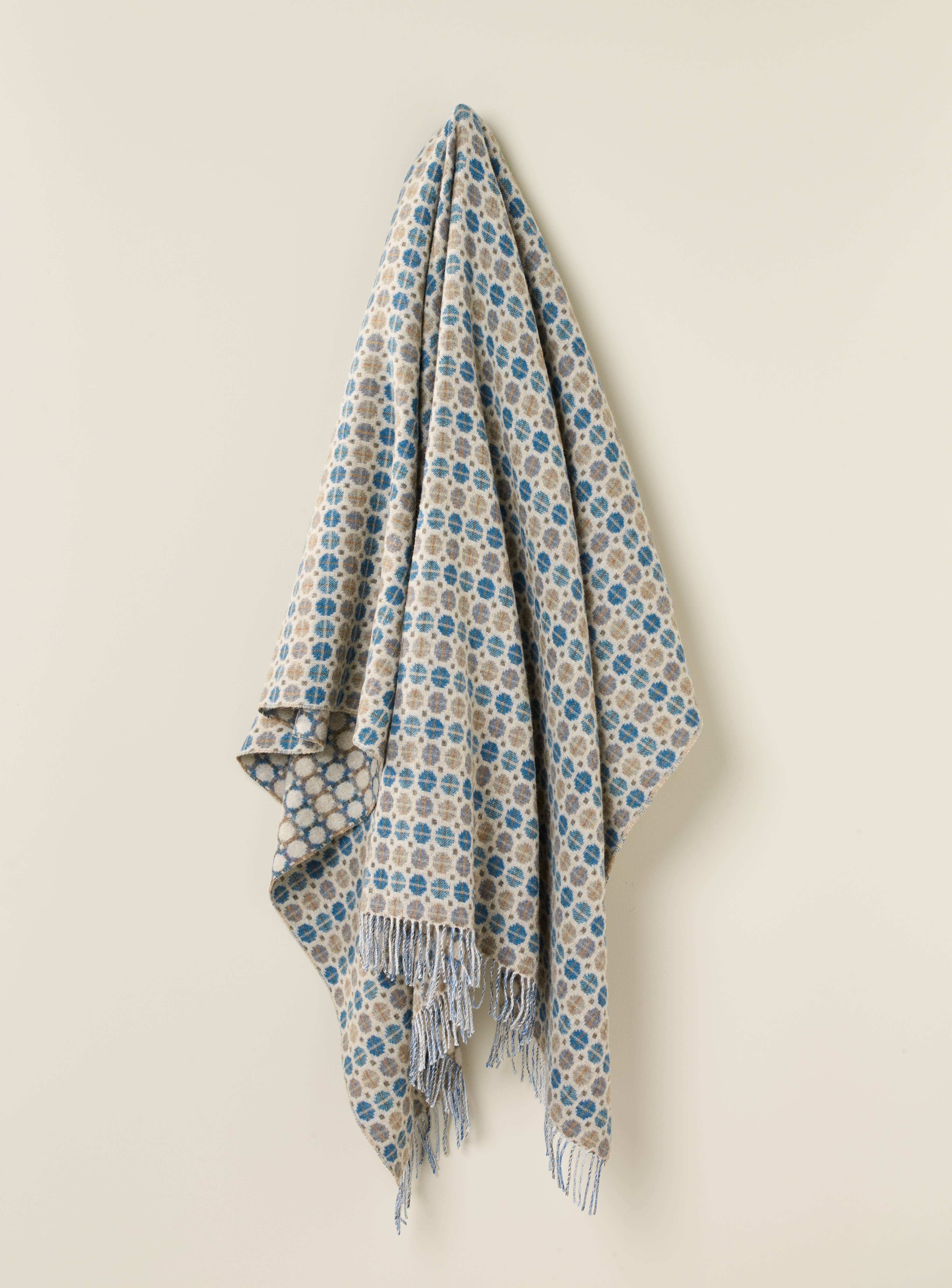 Merino Throw Blanket, Milan Range, Sky Blue, UK