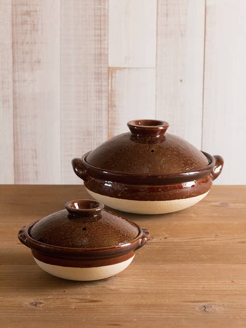 TOJIKI Iga earthenware pot Donabe 700cc: Cream