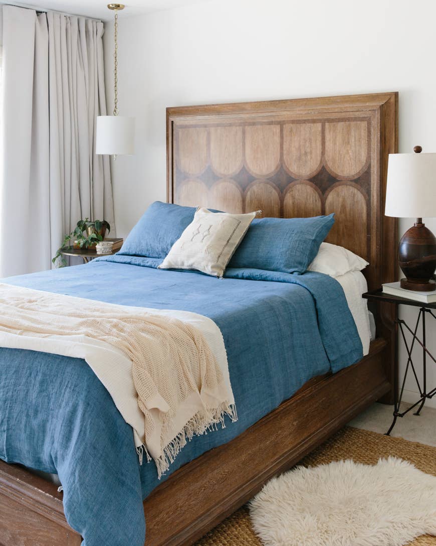 Stone-washed Linen Duvet Cover Set, Queen, Natural Chambray